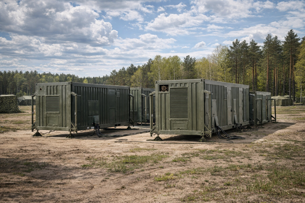 Kontenerowa elektrownia polowa dla wojska w użyciu